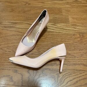 Ted Baker London 40.5 Pointed Toe Heel Pumps‎ Pink Gold Trim Occasion Shoes